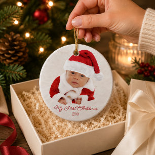 Enfeite de Foto do Primeiro Natal do Bebê