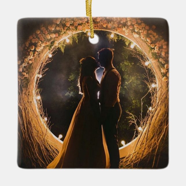 Enfeite de Foto Sr e Sra, Primeiro Natal Casados (Frente)