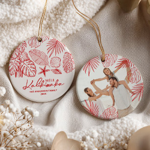 Enfeite de Foto Vermelho Mele Kalikimaka