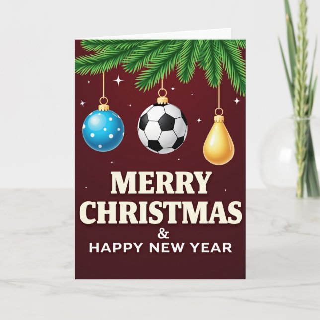 Enfeite de Futebol Cartão de Natal (Frente)
