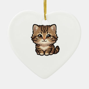 Enfeite de Gatinho Malhado de Marrom Fofo