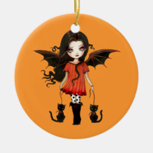 Enfeite de Halloween Pequeno Vampiro com Gatos