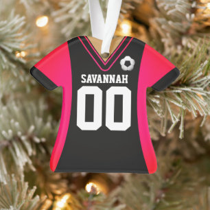 Enfeite de Jersey de Futebol Preto/Rosa Personaliz