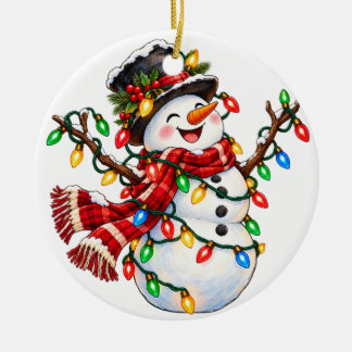 Enfeite de Luzes de Natal Homem de Neve Fofo