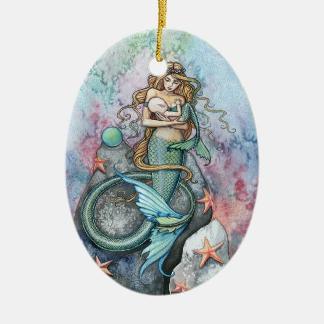 Enfeite de Mãe e Bebê Sereia do Amor Eterno (Frente)