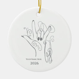 Enfeite de Mão ILY em ASL - Personalizável