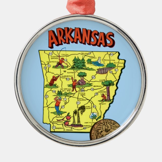 Enfeite de Mapa Antigo do Arkansas (Frente)
