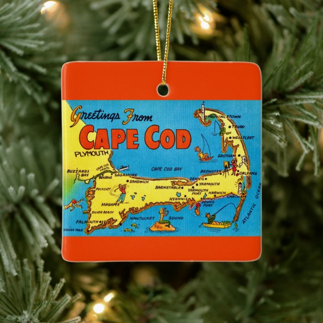 Enfeite de Mapa Colorido de Cape Cod (Árvore)