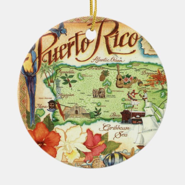 Enfeite de Mapa de Porto Rico (Frente)