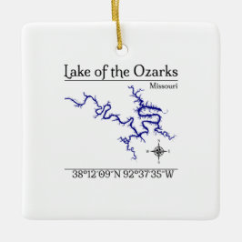 Enfeite de Mapa Quadrado do Lago Ozarks Missouri
