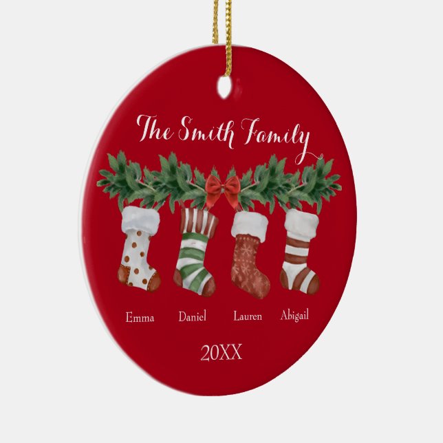 Enfeite de Meias de Natal em Cerâmica para Família (Direito )