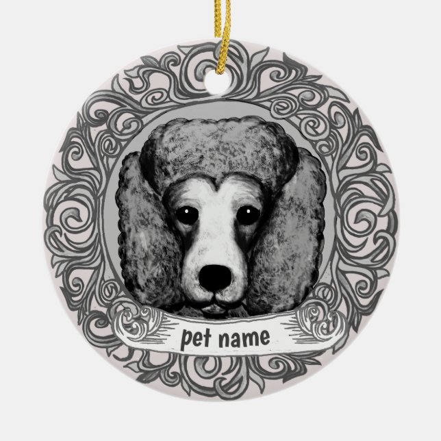 Enfeite de Memória Amorosa de Cachorro Poodle (Frente)