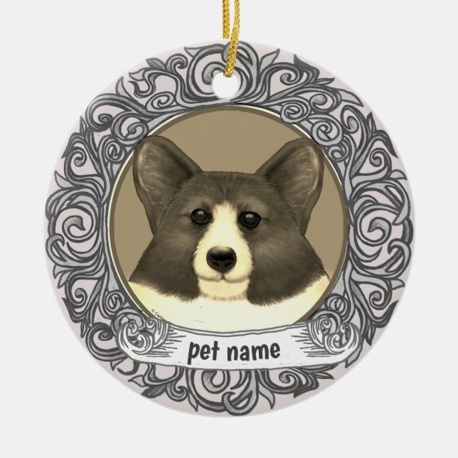Enfeite de memória amorosa do cão Welsh Corgi (Frente)