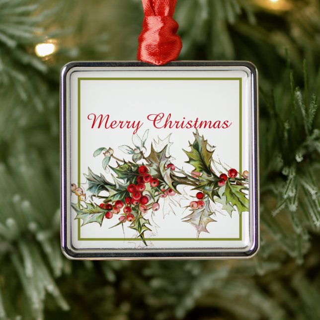 Enfeite de metal com azevinho e frutos (Árvore)