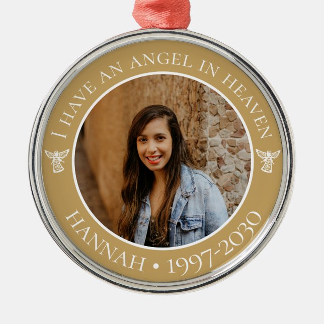 Enfeite de Metal com Foto de Anjo no Céu (Frente)