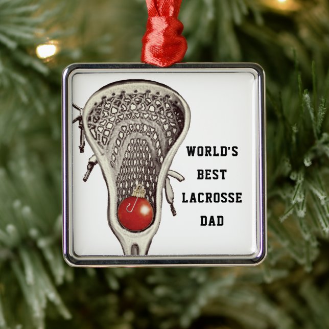 Enfeite de Metal Presente para Pai de Lacrosse (Árvore)