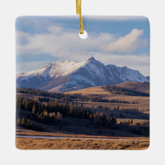 Enfeite de Montanha Coberto de Neve Yellowstone (Frente)
