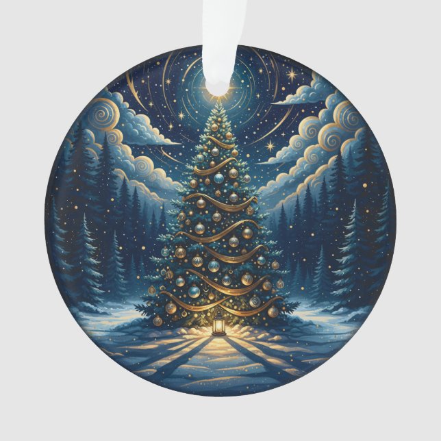 Enfeite de Natal 2025 – Árvore Noturna de Inverno  (Frente)