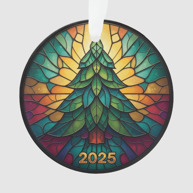 Enfeite de Natal 2025 Vidro Manchado Falso Ef. 1 (Frente)