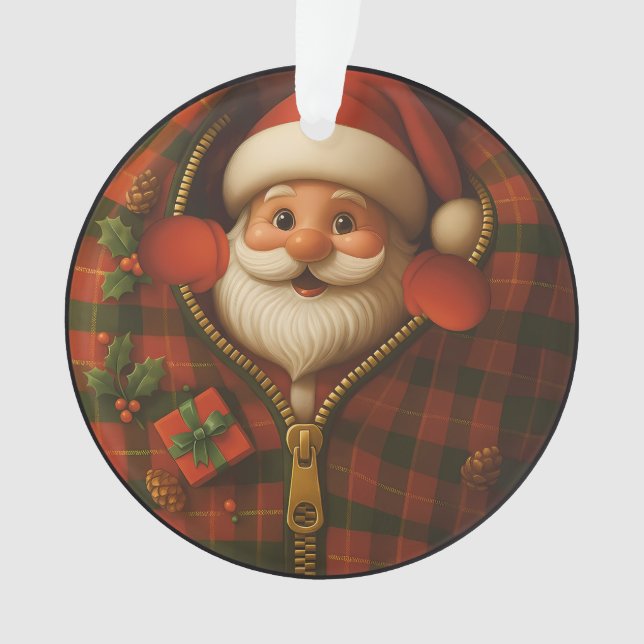 Enfeite de Natal Aconchegante Santa Peekaboo (Frente)