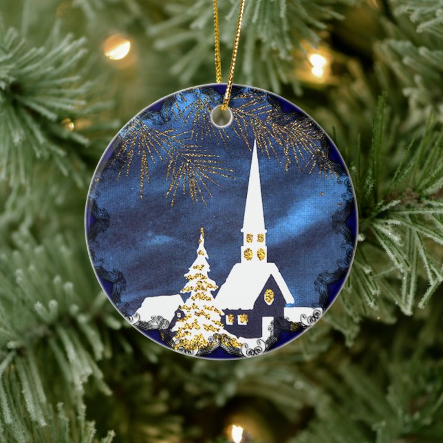 Enfeite de Natal Antigo Igreja Nevada (Árvore)