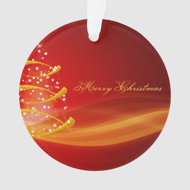 Enfeite de Natal Árvore Dourada Vermelha (Frente)