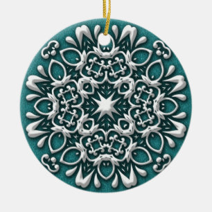 Enfeite de Natal Azul-Piscina e Prata Elegante