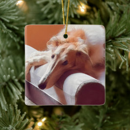 Enfeite de Natal Borzoi Dourado