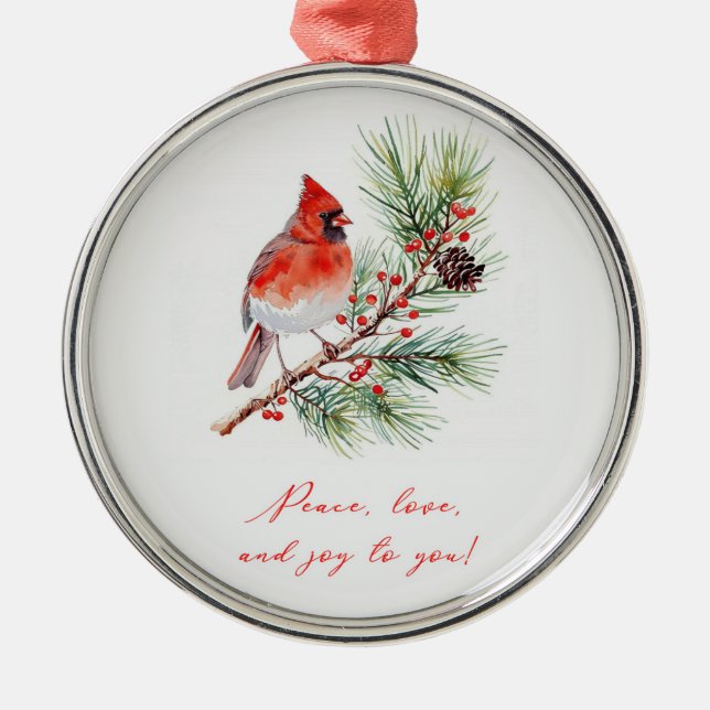 Enfeite de Natal Cardinal Bird Vermelho (Frente)