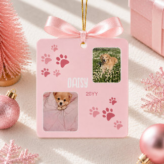 Enfeite de Natal com Foto da Pata Rosa Personaliza