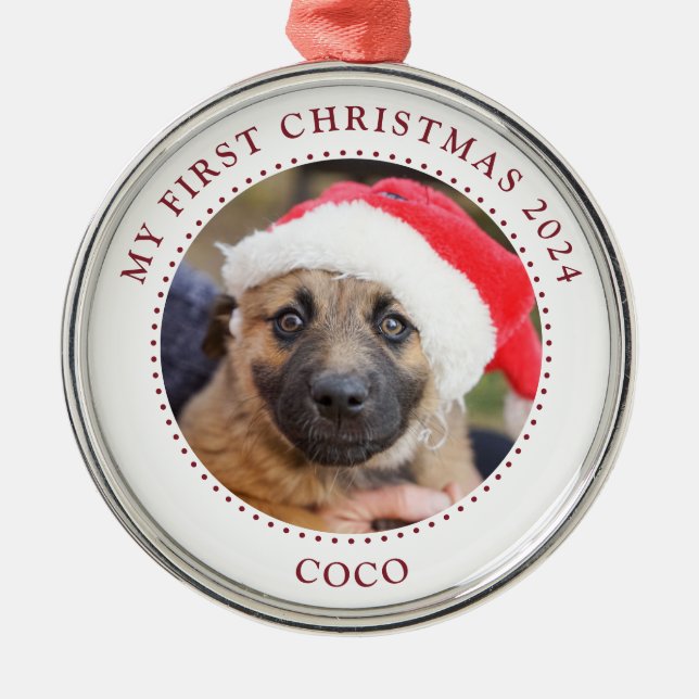 Enfeite de Natal com Foto de Cachorrinho (Frente)