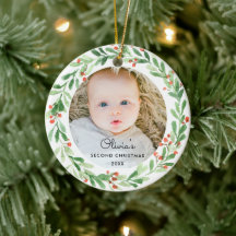 Enfeite de Natal com Foto do Bebê de 2 Anos