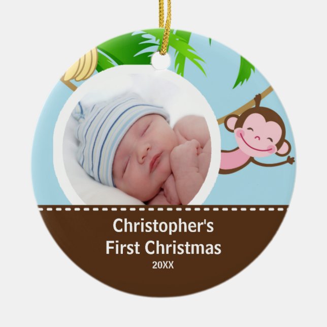 Enfeite de Natal com Foto do Primeiro Natal do Beb (Frente)