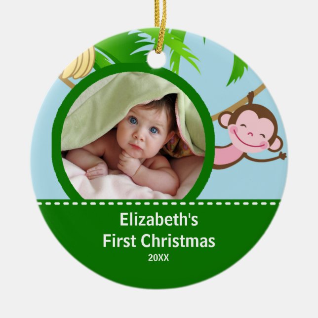 Enfeite de Natal com Foto do Primeiro Natal do Beb (Frente)