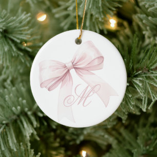 Enfeite de Natal com Laço Rosa