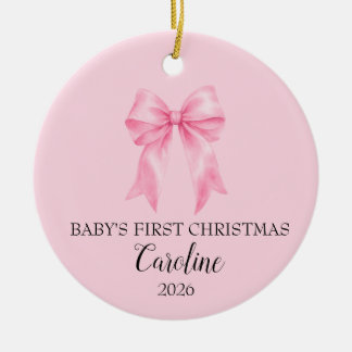 Enfeite de Natal com Laço Rosa para o Primeiro Nat