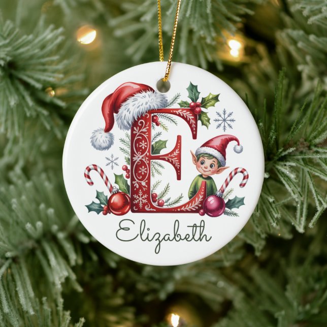 Enfeite de Natal com Monograma E Elf (Árvore)