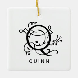 Enfeite de Natal com Monograma Elegante Letra Q