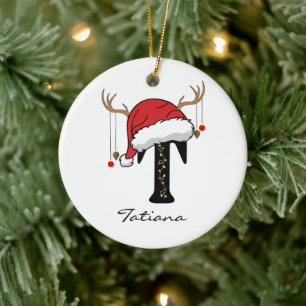 Enfeite de Natal com Monograma Personalizado para
