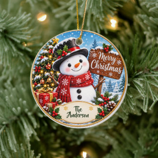 Enfeite de Natal com Nome da Família em Letra Mode