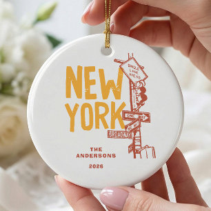 Enfeite de Natal com Placa de Rua de Nova York