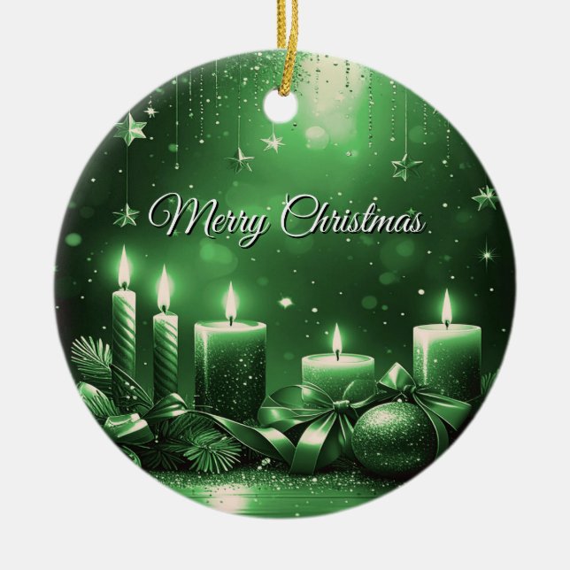 Enfeite De Natal Com Velas Verdes (Frente)