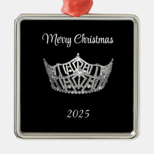 Enfeite de Natal Coroa de Prata estilo Miss Améric