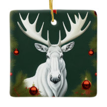 Enfeite de Natal de Alce Branco Art Déco