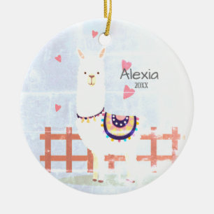 Enfeite de Natal de Alpaca Cinza e Rosa Fofo