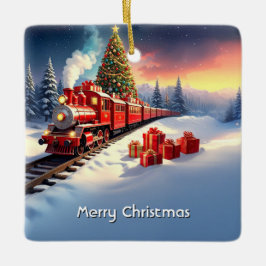 Enfeite de Natal de árvore de Natal de trem vermel