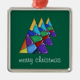 Enfeite de Natal de árvore de retalhos coloridos