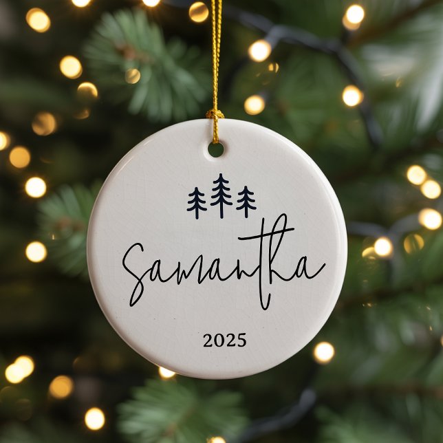 Enfeite de Natal de Árvore Minimalista Personaliza (personalized christmas ornament, minimalist ornament, family christmas ornament for her or him,)