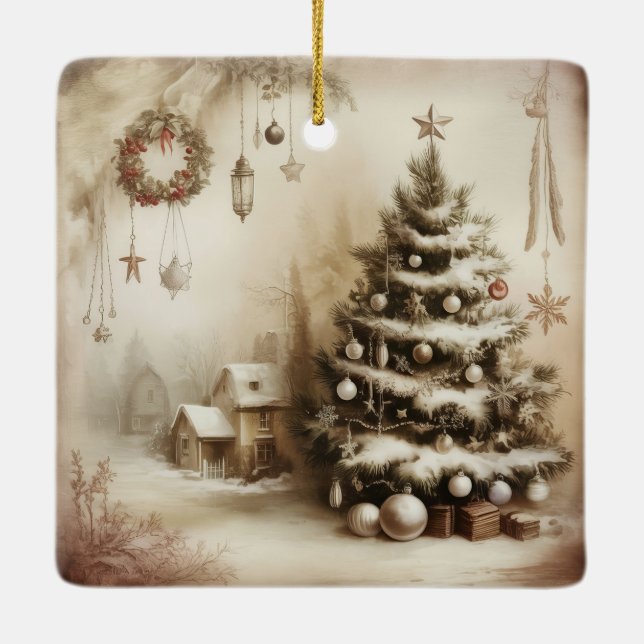 Enfeite de Natal de Árvore Vintage (Verso)