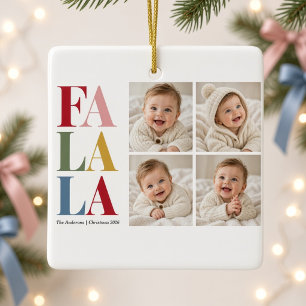 Enfeite de Natal de Bebê com Quatro Fotos Fa La La